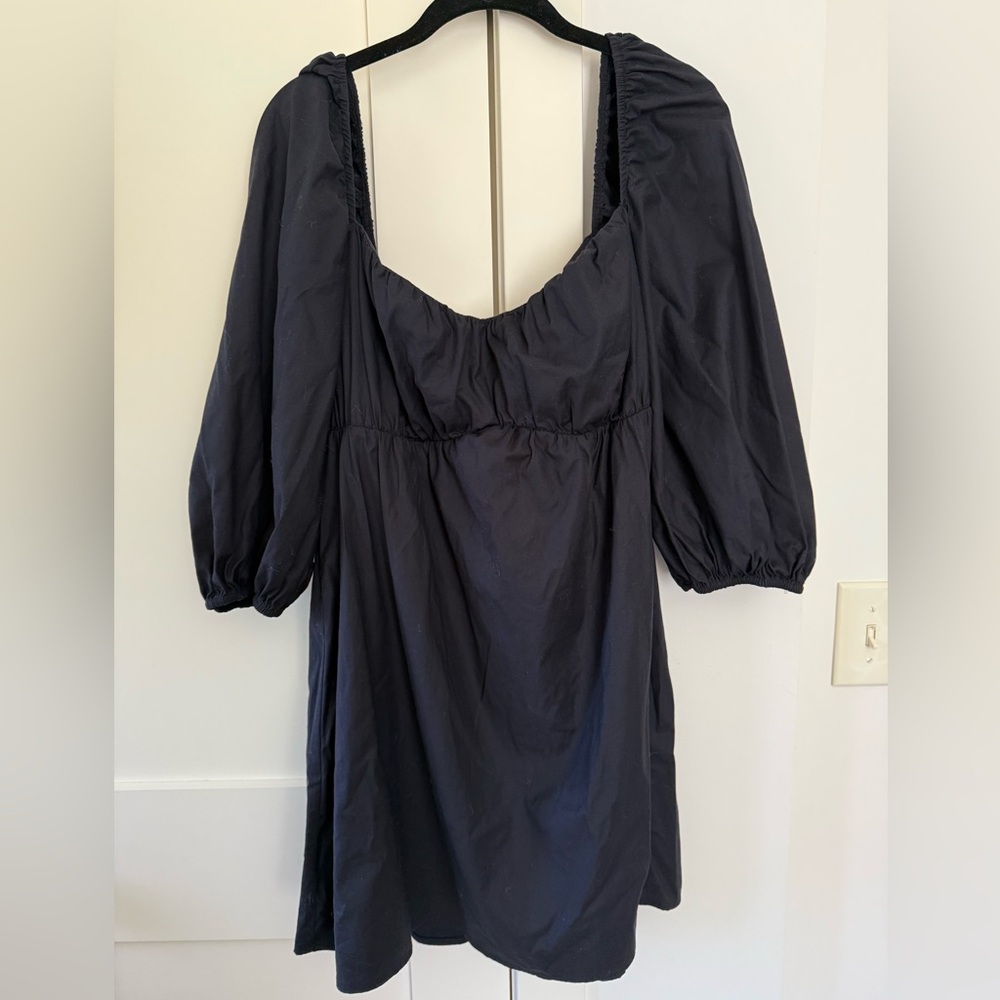 Reformation Black Puff Sleeve Dress
